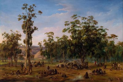 Un accampamento aborigeno, vicino alle colline di Adelaide da Alexander Schramm